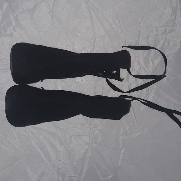 Nine west suede 4" heel black ankle booties boots - Picture 2 of 8